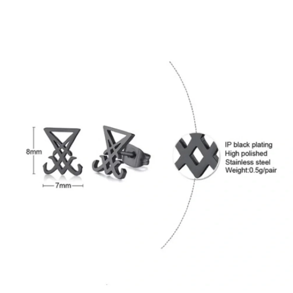 Single Accent Sigil Of Lucifer Earrings Satanic Symbol Seal Of Satan Esoteric